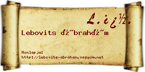 Lebovits Ábrahám névjegykártya